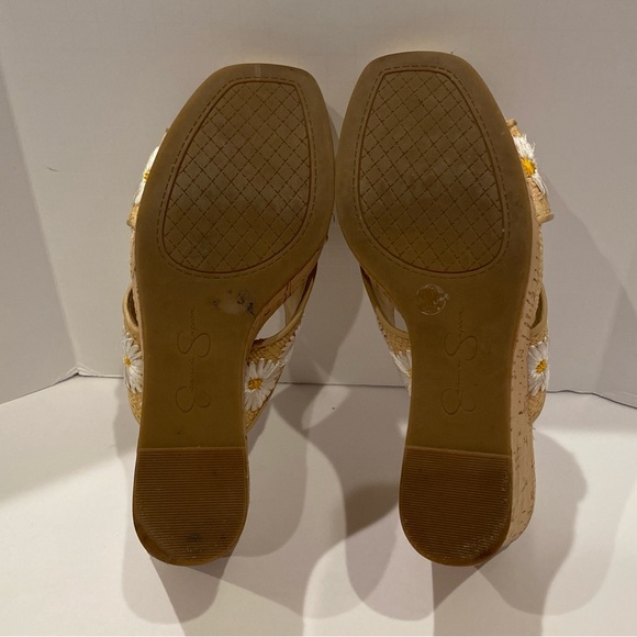 Jessica Simpson Seena Embroidered Daisy Raffia Women’s Wedge Sandals Sz 6.5 EUC - Picture 12 of 12